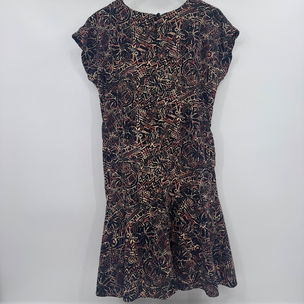 Hilo Hattie Dress Women Medium Brown Hawaiian Drop Waist 80s Cap Sleeve Vintage - Picture 5 of 11